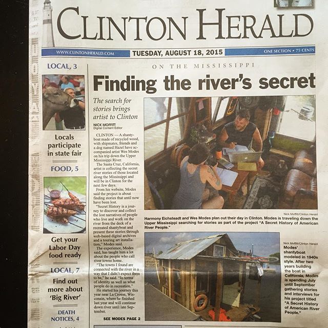 Secret History on the front page of the Clinton Herald A Secret