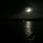 Full moon over the river in a sketchy night ride on the river. #Shantyboat