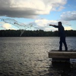 Cruz throws a castnet (“atarraya” in Spanish) for shad to use as bait on the docks near the #Shantyboat.