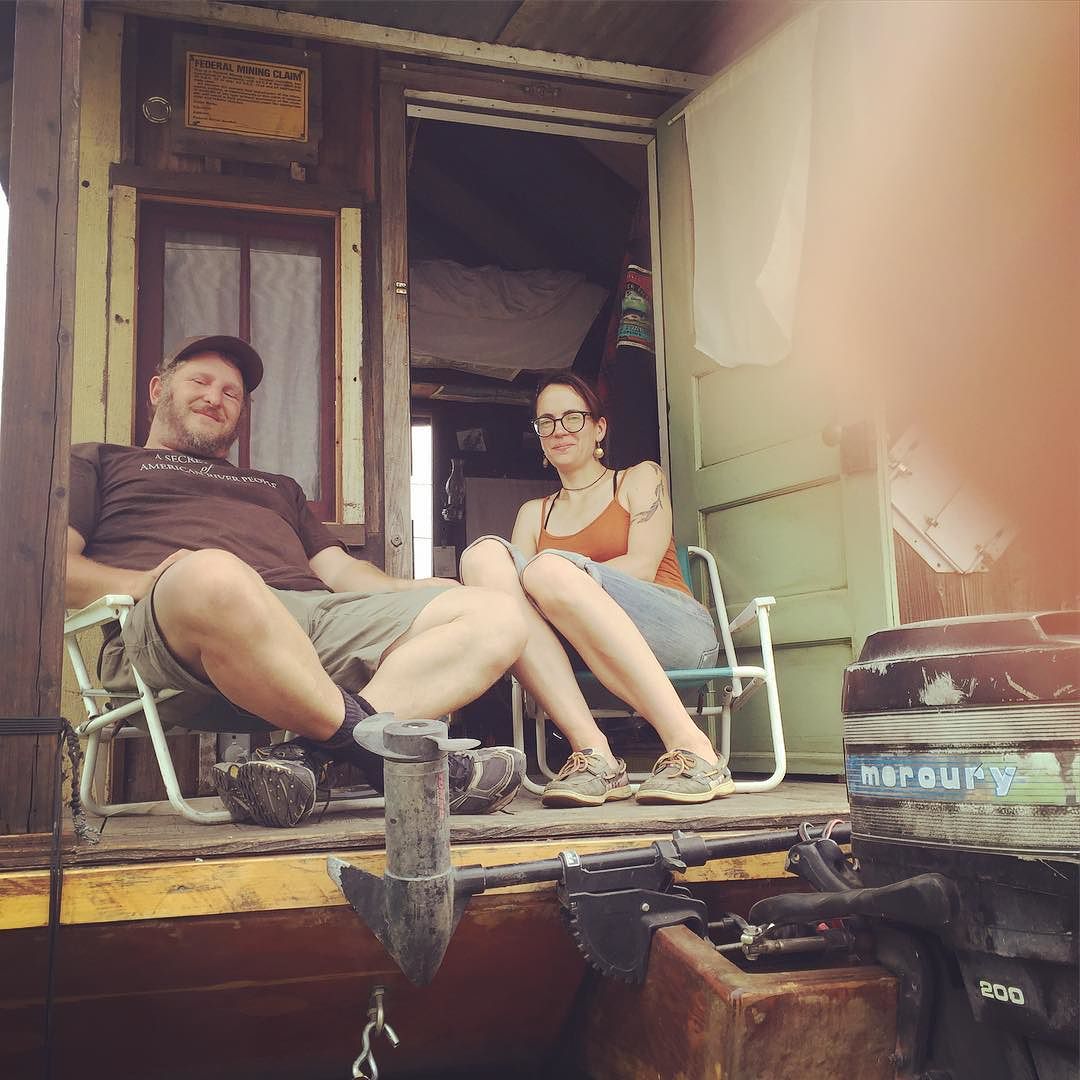 Kickin it on the back porch of the shantyboat on a hot Arkansas day