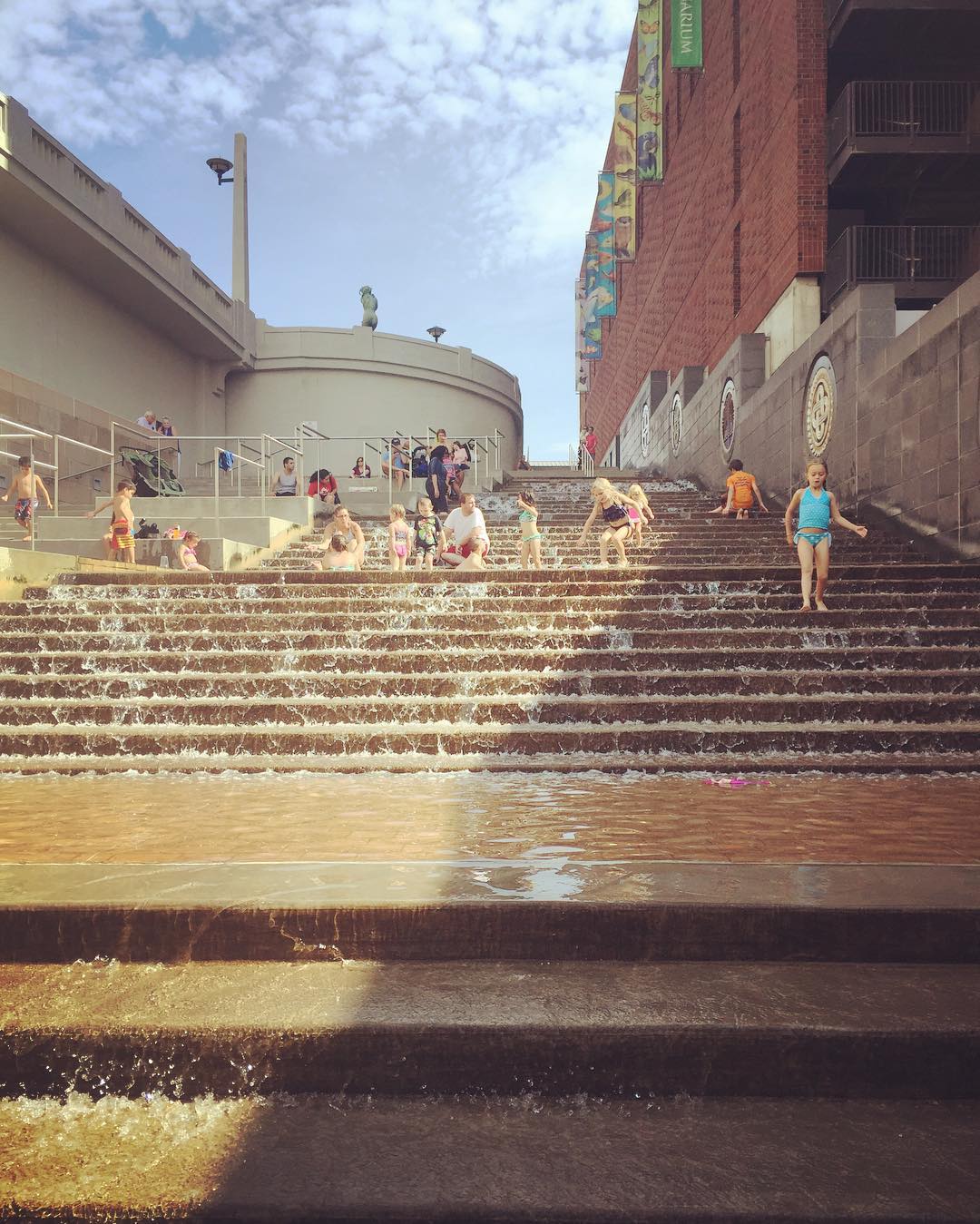 With out a doubt the most brilliant urban public art/water feature I’ve ever seen. 5 flights of waterfall stairs