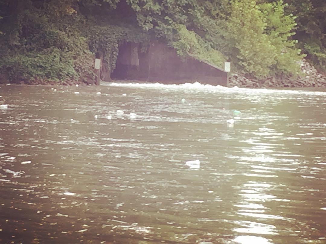 Tennessee River trash pouring out of the mouth of Sweetwater Creek