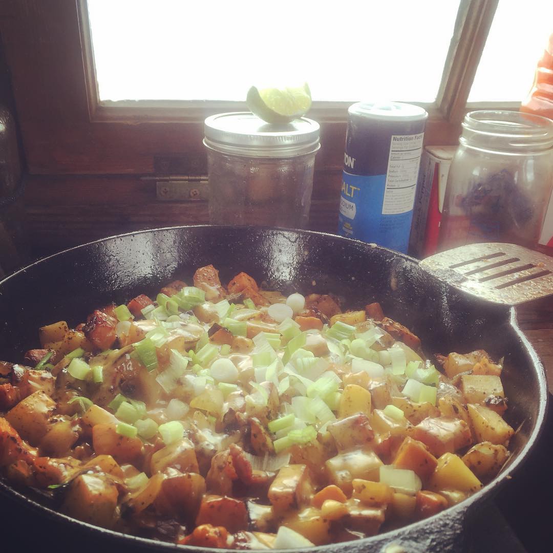 Typically amazing cuisine aboard the shantyboat. The full time caterers turned out to be a great investment