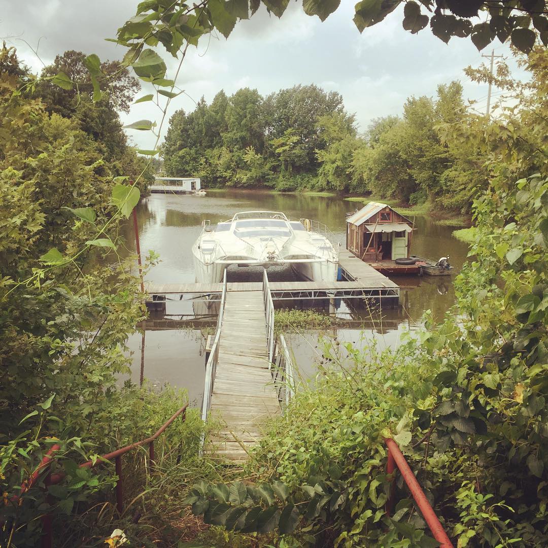 Shantyboat in the secret abandoned MARINA OF THE DAMNED