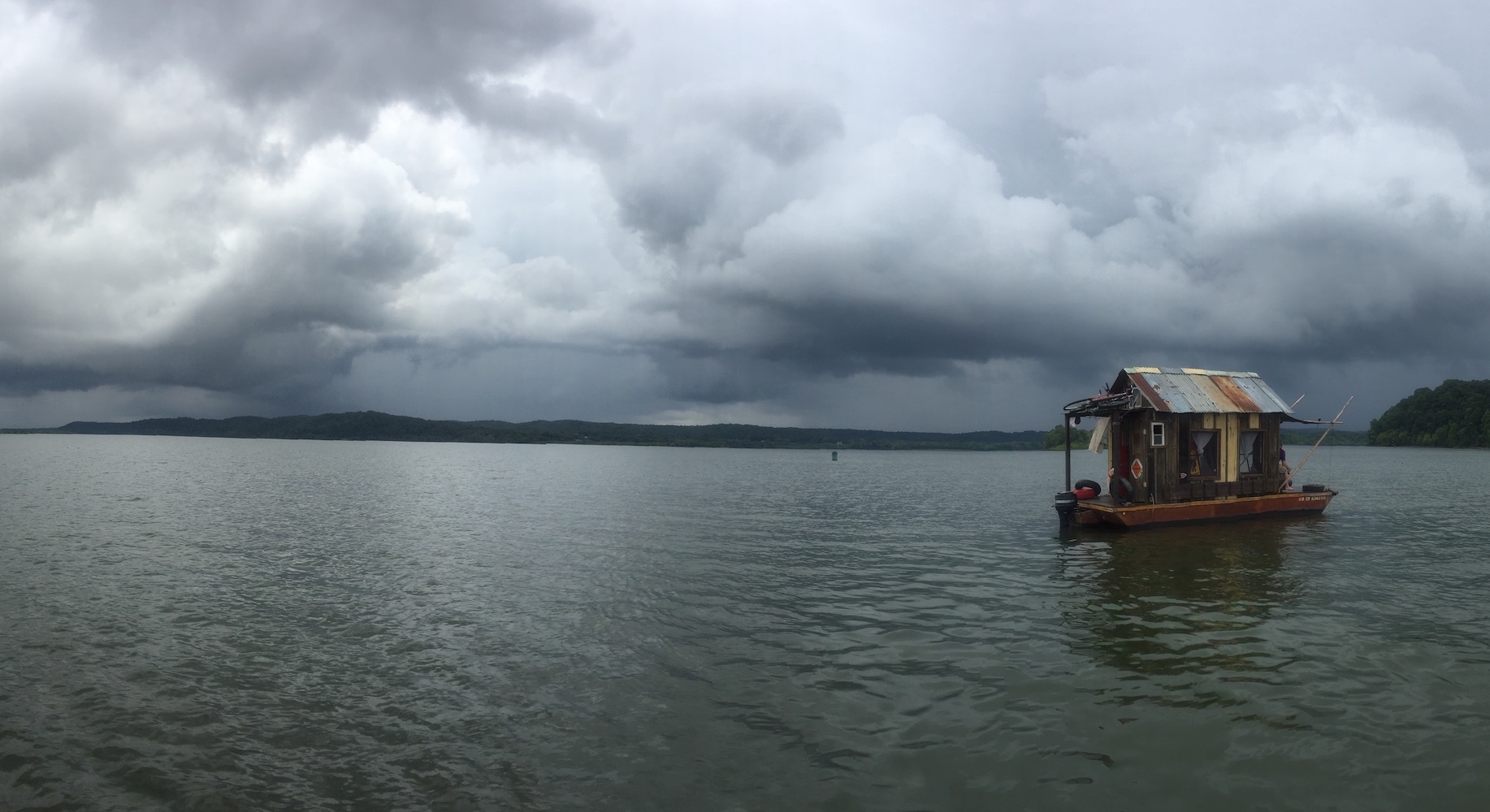 Dramatic skies over the shantyboat on the Tennessee River