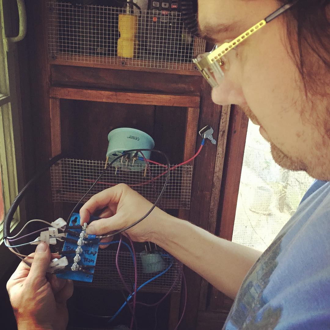 Miah wires up our homemade wiring post for gauge panel