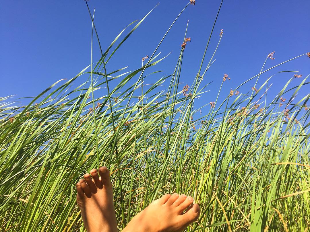 Relaxing in the johnboat among the tule