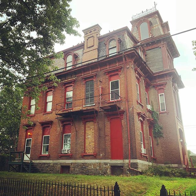 In north Troy, old money houses like these, clearly having seen better times, were next door to double wides