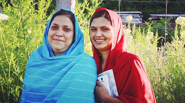 In Hudson NY there are over 120 Bangladeshi families, some of whom maintain a community garden along the river down by the Shacks. Seeing the women’s bright clothes among the rich greens of the garden was beautiful