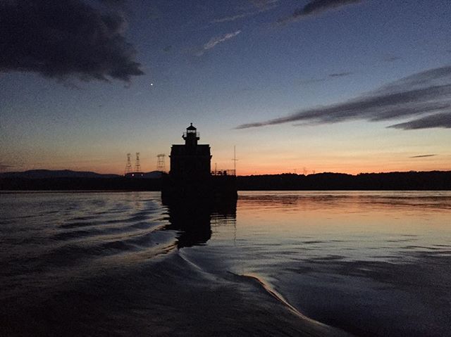 Benzy’s photo of the Hudson Lighthouse as we were returning too late and too dark across the river from Athens