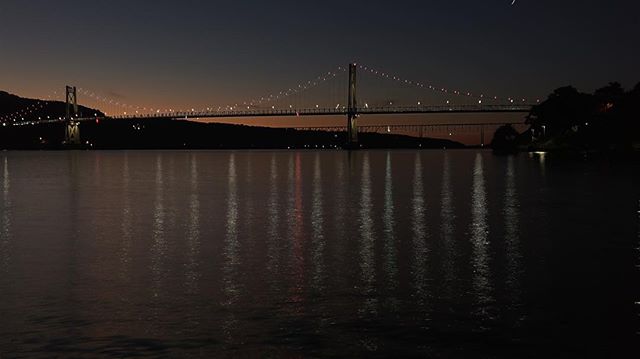 Poughkeepsie bridges at sunset. #shantyboat