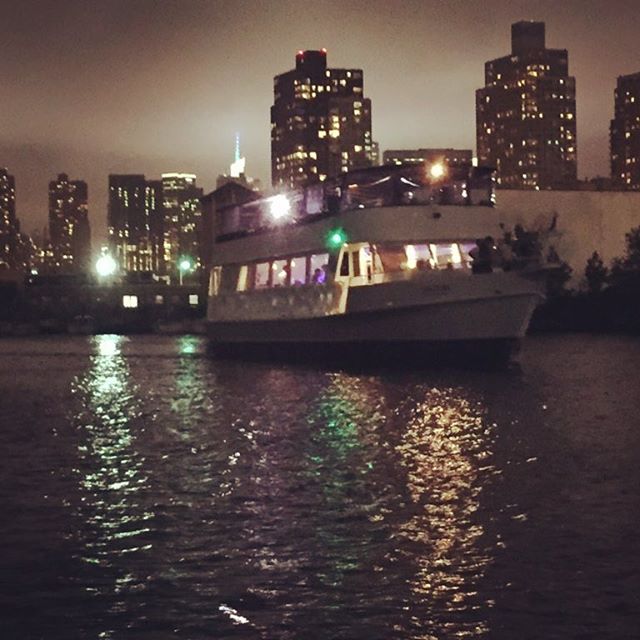 As we are enjoying a nightcap, a party boat comes up Newtown Creek with what appears to be a boatload of Hasidim dancing to a Klezmer band