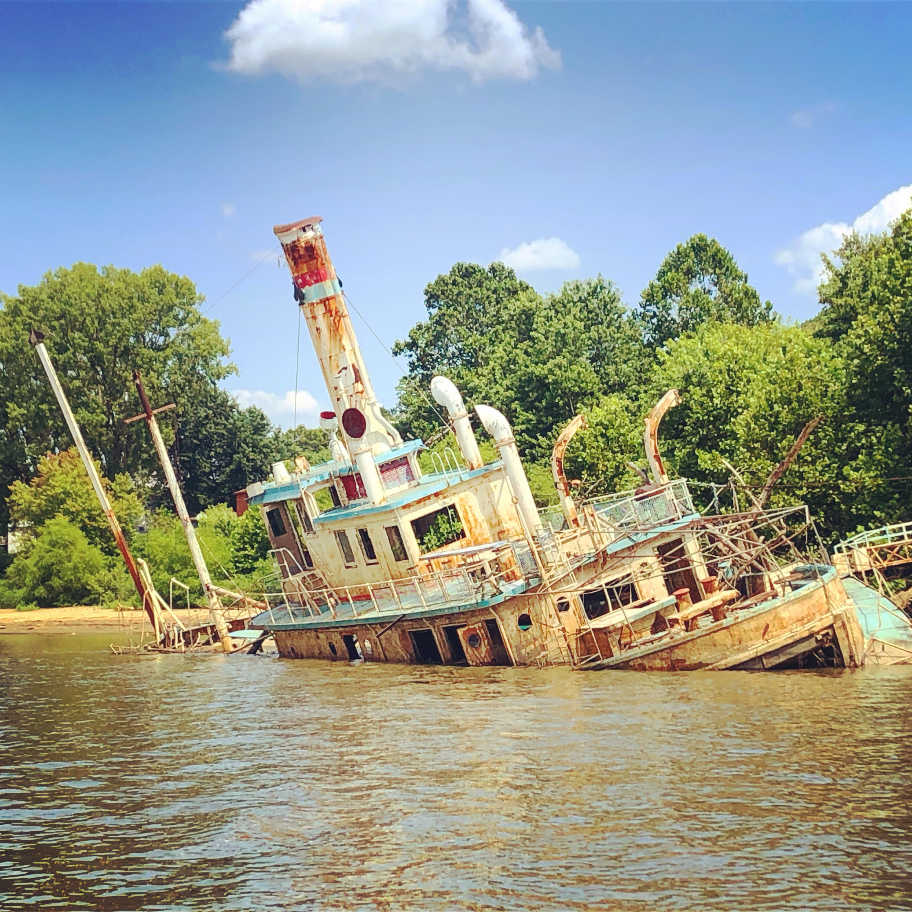 Mystery ship slowly working its way beneath the waves