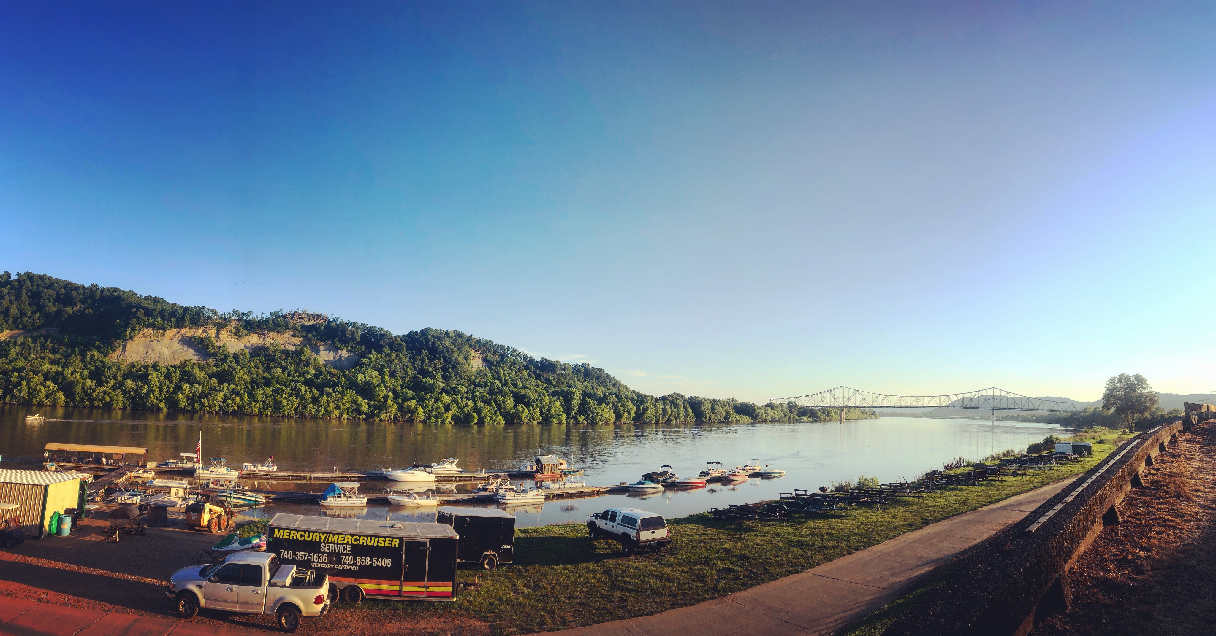 The Portsmouth Marina and the Kentucky hills. Where’s Dotty?